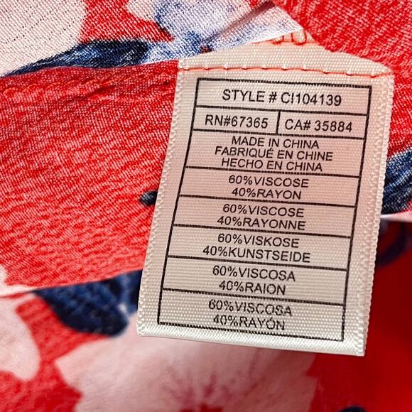 Cupcakes and Cashmere 2XS XXSmall Red Floral Barr Off The Shoulder Top Blouse - Picture 7 of 10